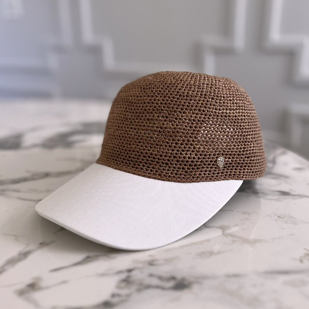 NWT - Helen Kaminski Vivette Raffia Cap - Nougat w/ Off white🤍🧢 - Picture 2 of 9